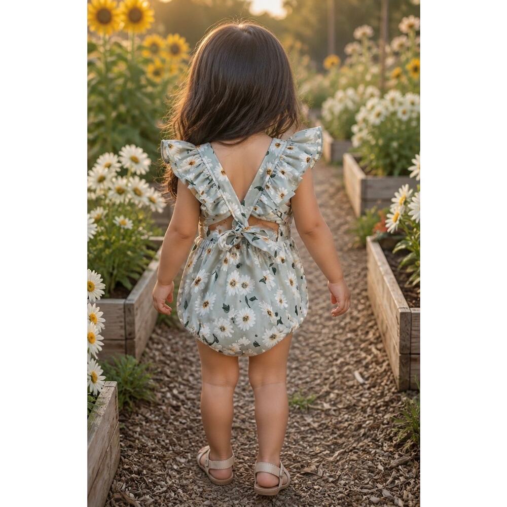 New Darling Daisies Print Flutter Strap Romper Playsuit 18-24mths